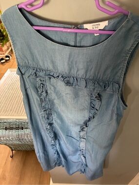 Crown and Ivy Light Blue Chambray Ruffle Dress